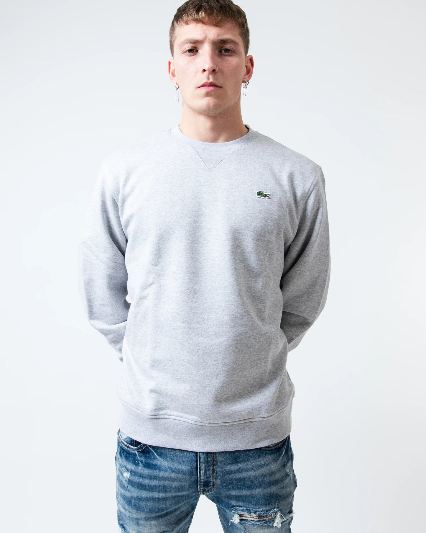 Lacoste Premium SweatShirt Embroidered- Soft Grey