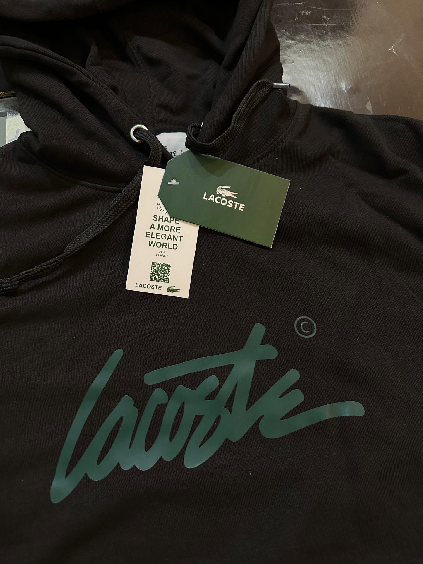 Lacoste Signature Hoodie - Black