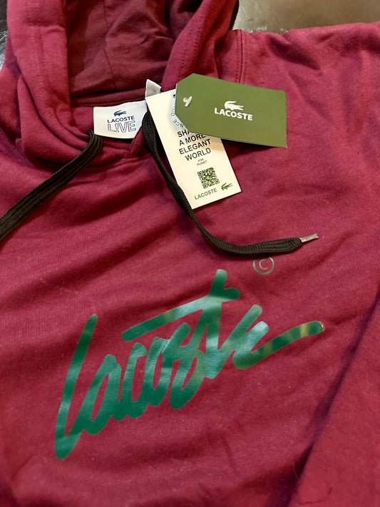 Lacoste Signature Hoodie - Burgundy