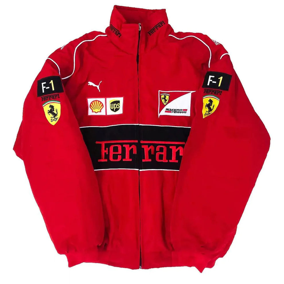 Red Ferrari F1 Jacket - Embroidered