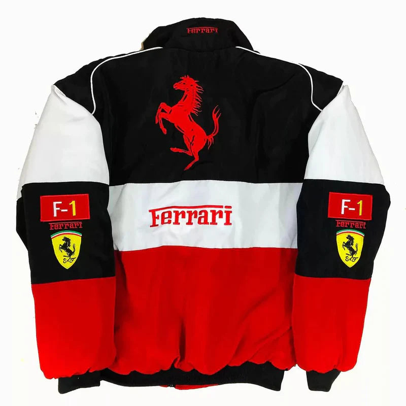 White Multi Ferrari F1 Jacket - Embroidered